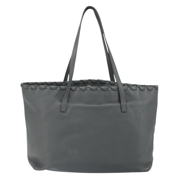 GUCCI Tote Bag Leather Outlet Gray Silver 354665 Auth 164491
