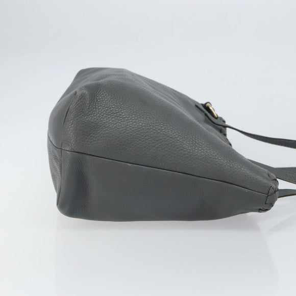 GUCCI Tote Bag Leather Outlet Gray Silver 354665 Auth 164491
