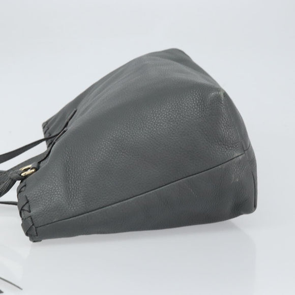 GUCCI Tote Bag Leather Outlet Gray Silver 354665 Auth 164491
