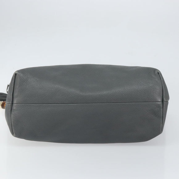 GUCCI Tote Bag Leather Outlet Gray Silver 354665 Auth 164491