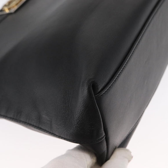 GUCCI Shoulder Bag Leather Black Gold 630595 Auth 164492