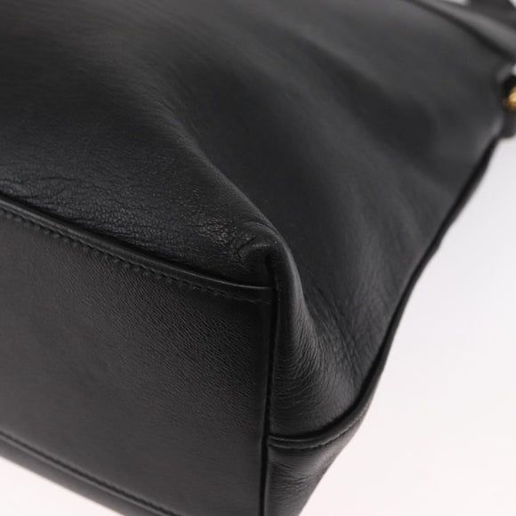 GUCCI Shoulder Bag Leather Black Gold 630595 Auth 164492