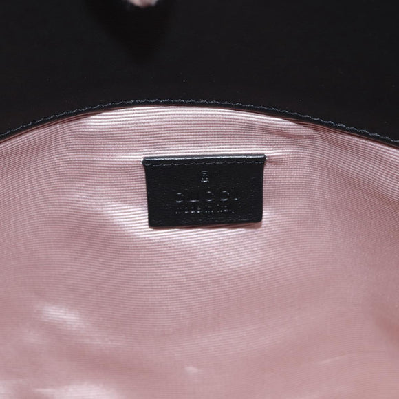 GUCCI Shoulder Bag Leather Black Gold 630595 Auth 164492