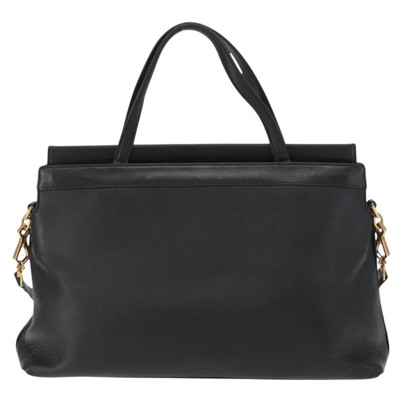 GUCCI Shoulder Bag Leather Black Gold 630595 Auth 164492