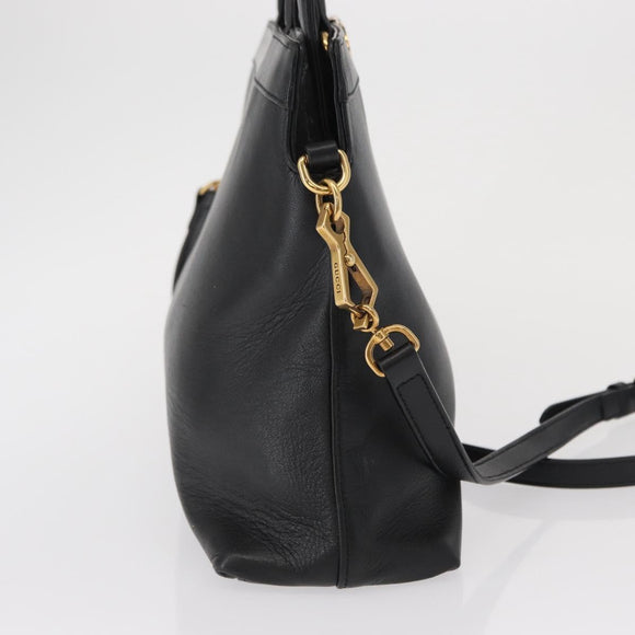 GUCCI Shoulder Bag Leather Black Gold 630595 Auth 164492