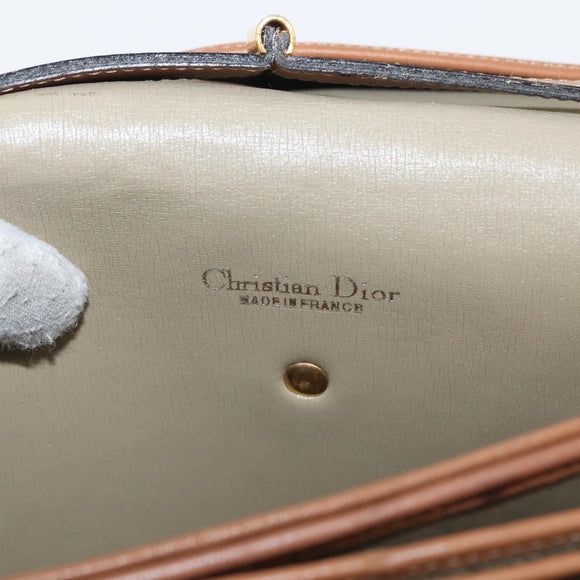 Christian Dior Honeycomb Canvas Shoulder Bag Beige Gold Auth 164498