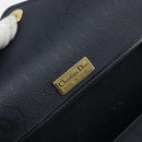 Christian Dior Honeycomb Canvas Shoulder Bag PVC Navy Gold Auth 164499-16