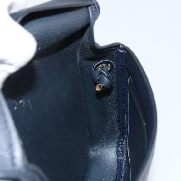 Christian Dior Honeycomb Canvas Shoulder Bag PVC Navy Gold Auth 164499