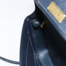 Christian Dior Honeycomb Canvas Shoulder Bag PVC Navy Gold Auth 164499-19