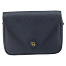 Christian Dior Honeycomb Canvas Shoulder Bag PVC Navy Gold Auth 164499-2