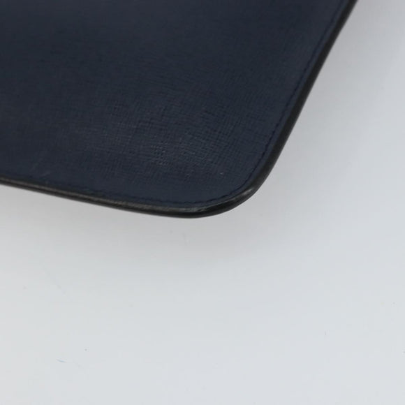 FENDI monster Clutch Bag Leather Blue Black Auth 164500