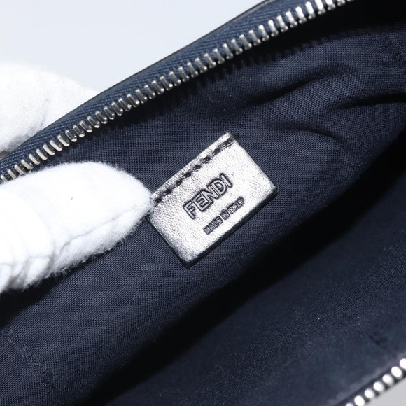 FENDI monster Clutch Bag Leather Blue Black Auth 164500