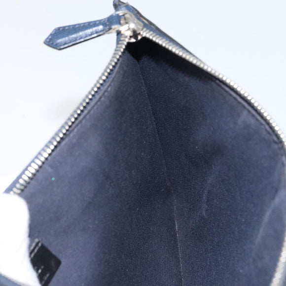 FENDI monster Clutch Bag Leather Blue Black Auth 164500