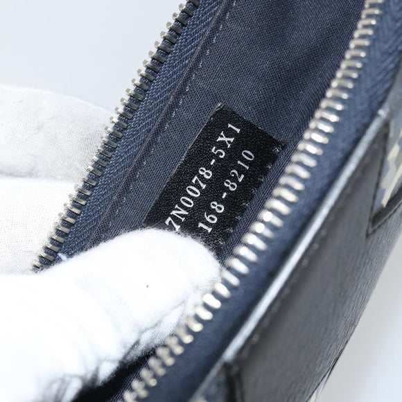 FENDI monster Clutch Bag Leather Blue Black Auth 164500
