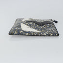 FENDI monster Clutch Bag Leather Blue Black Auth 164500-4