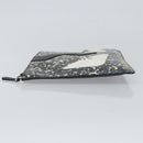 FENDI monster Clutch Bag Leather Blue Black Auth 164500-5