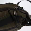 FENDI Pecan Canvas Shoulder Bag Black Brown Silver Auth 164502-10