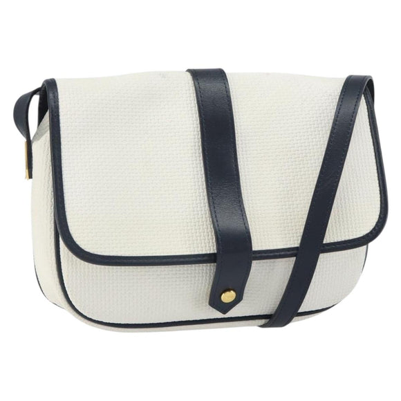 SAINT LAURENT Shoulder Bag PVC White Gold Auth 164505
