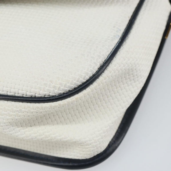 SAINT LAURENT Shoulder Bag PVC White Gold Auth 164505