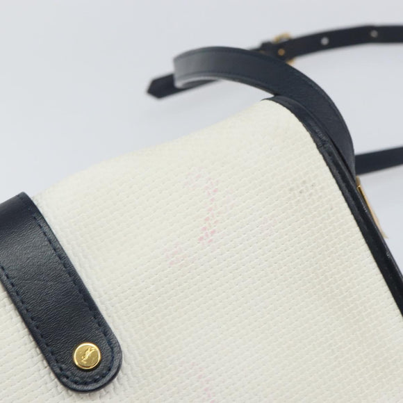 SAINT LAURENT Shoulder Bag PVC White Gold Auth 164505