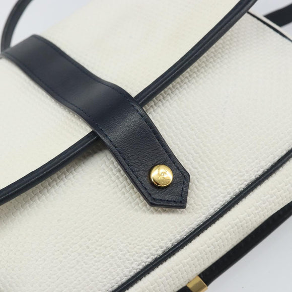 SAINT LAURENT Shoulder Bag PVC White Gold Auth 164505