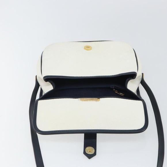 SAINT LAURENT Shoulder Bag PVC White Gold Auth 164505