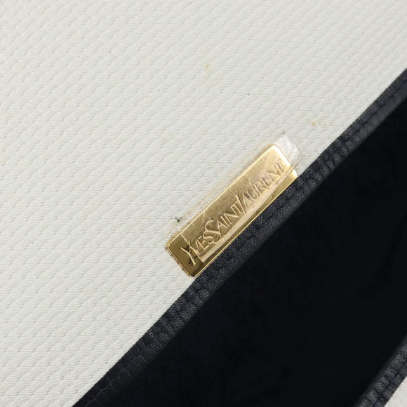 SAINT LAURENT Shoulder Bag PVC White Gold Auth 164505