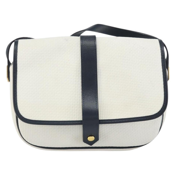 SAINT LAURENT Shoulder Bag PVC White Gold Auth 164505