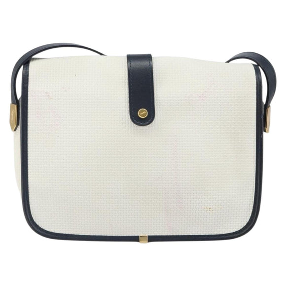SAINT LAURENT Shoulder Bag PVC White Gold Auth 164505