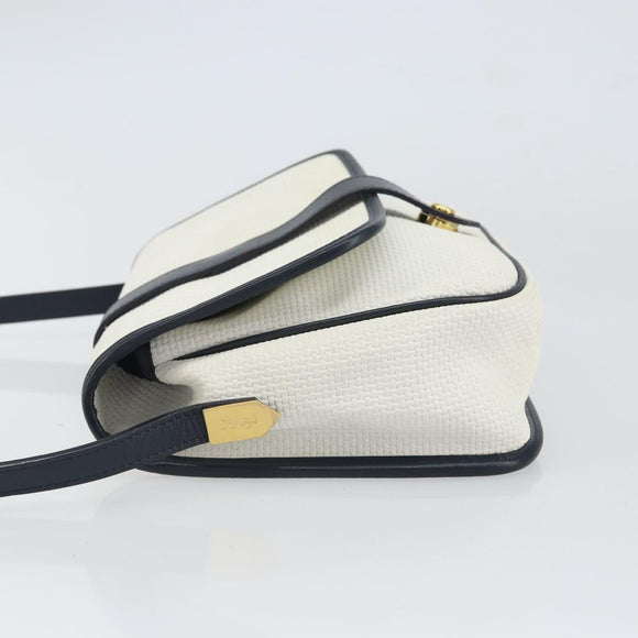 SAINT LAURENT Shoulder Bag PVC White Gold Auth 164505