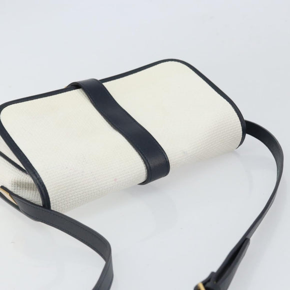SAINT LAURENT Shoulder Bag PVC White Gold Auth 164505