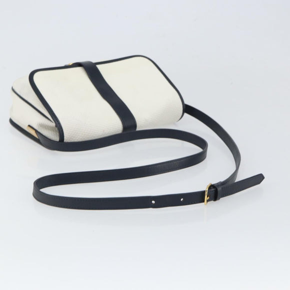 SAINT LAURENT Shoulder Bag PVC White Gold Auth 164505