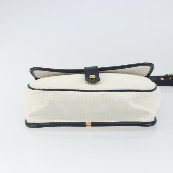 SAINT LAURENT Shoulder Bag PVC White Gold Auth 164505