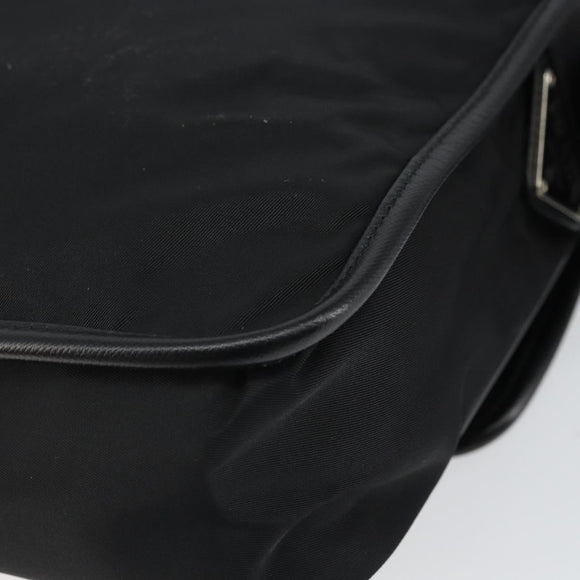 PRADA Umhängetasche Nylon Schwarz Silber Auth 164506