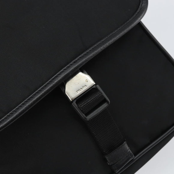 PRADA Umhängetasche Nylon Schwarz Silber Auth 164506