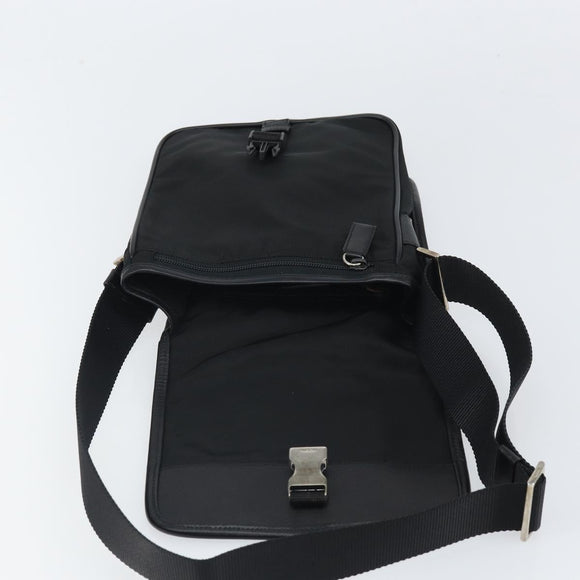 PRADA Umhängetasche Nylon Schwarz Silber Auth 164506