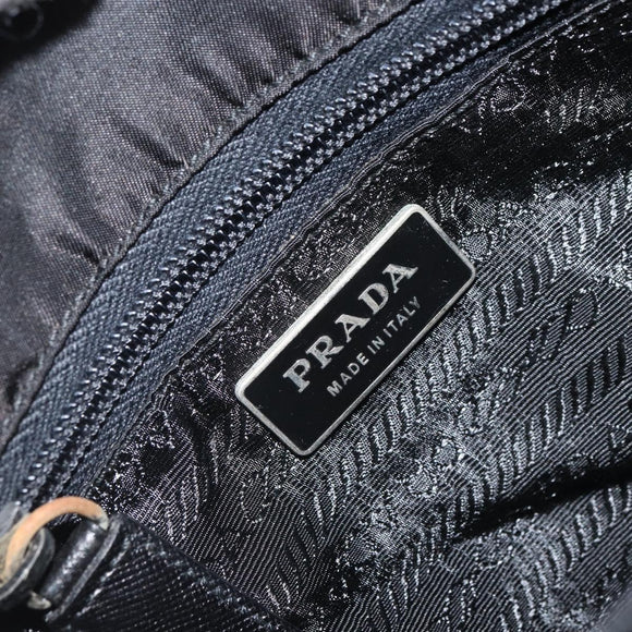 PRADA Umhängetasche Nylon Schwarz Silber Auth 164506