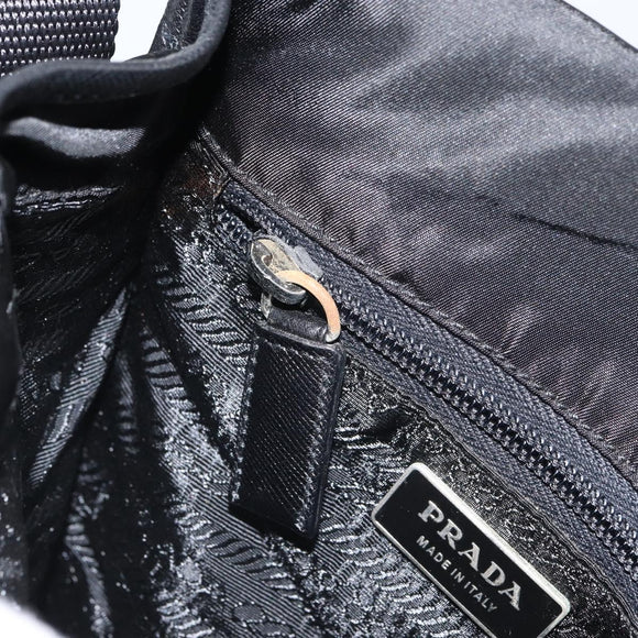 PRADA Umhängetasche Nylon Schwarz Silber Auth 164506