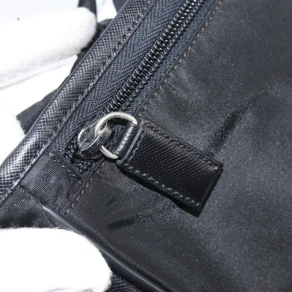 PRADA Umhängetasche Nylon Schwarz Silber Auth 164506