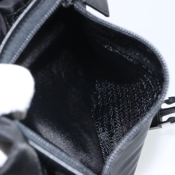PRADA Umhängetasche Nylon Schwarz Silber Auth 164506