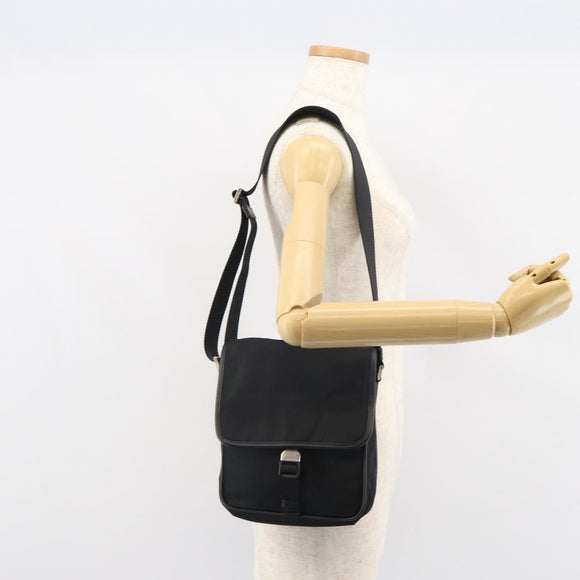 PRADA Umhängetasche Nylon Schwarz Silber Auth 164506
