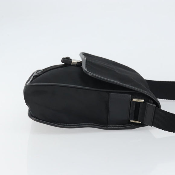 PRADA Umhängetasche Nylon Schwarz Silber Auth 164506