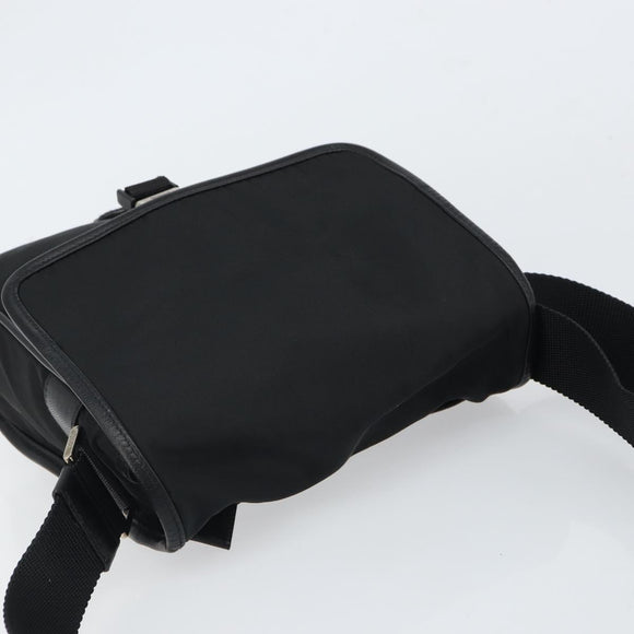 PRADA Umhängetasche Nylon Schwarz Silber Auth 164506