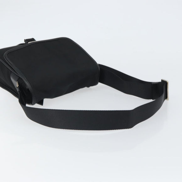 PRADA Umhängetasche Nylon Schwarz Silber Auth 164506