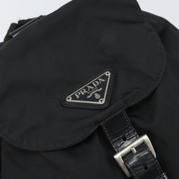 PRADA Backpack Nylon Black Silver Auth 164508