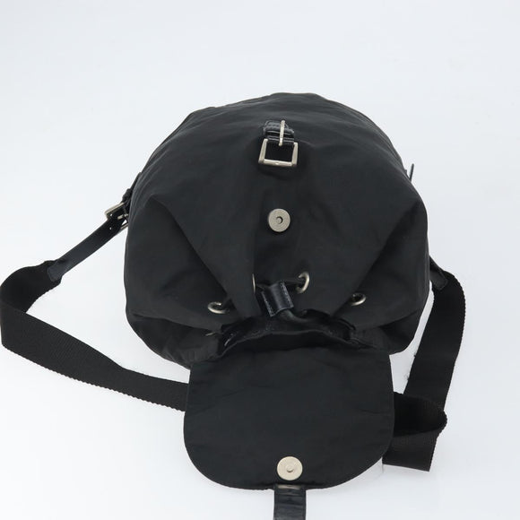 PRADA Backpack Nylon Black Silver Auth 164508