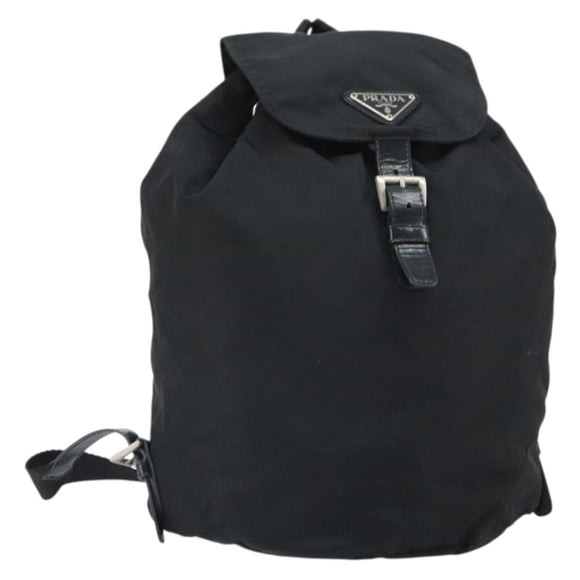 PRADA Backpack Nylon Black Silver Auth 164508