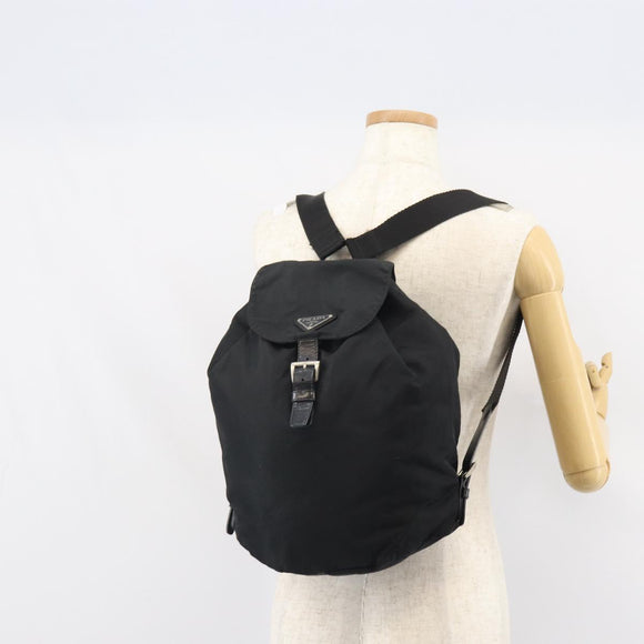 PRADA Backpack Nylon Black Silver Auth 164508
