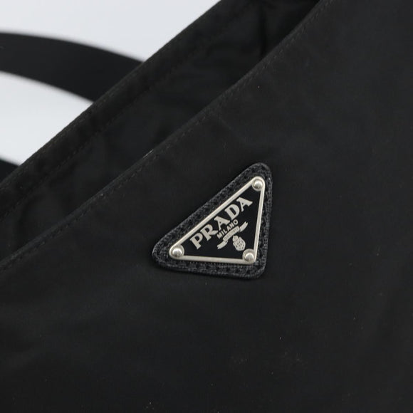PRADA Shoulder Bag Nylon Black Silver Auth 164510