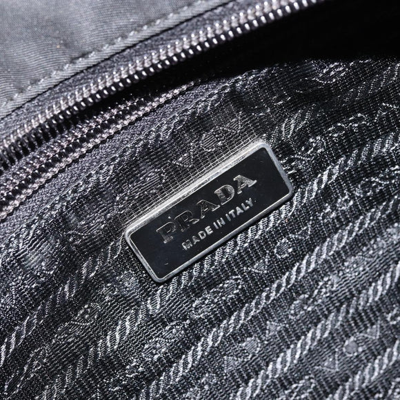 PRADA Shoulder Bag Nylon Black Silver Auth 164510